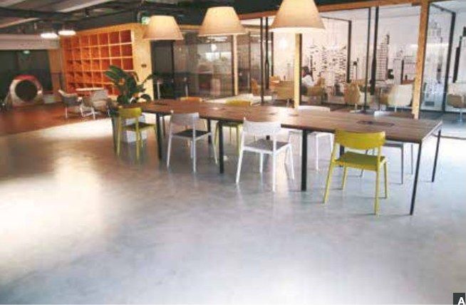 Designboden in Betonoptik, Büro und Arbeiten