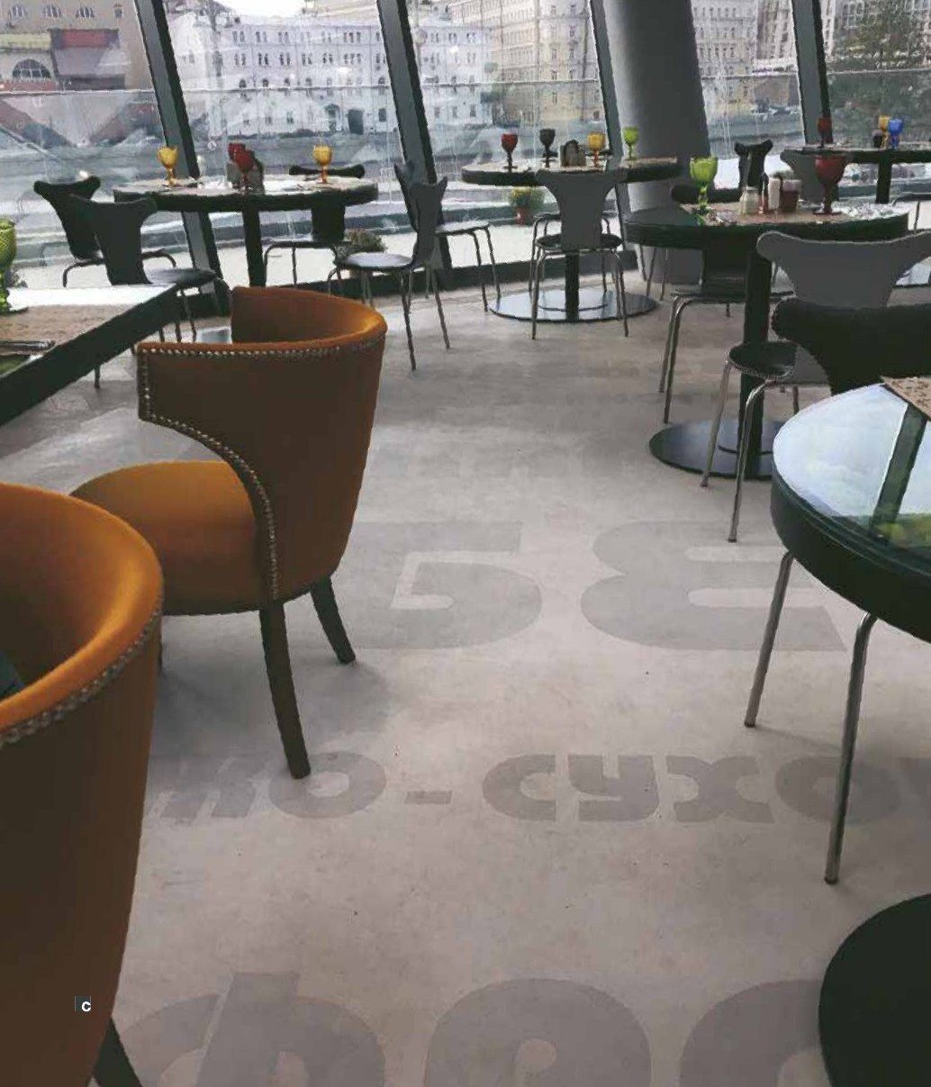 Designboden in Betonoptik, Gastronomie und Hotel