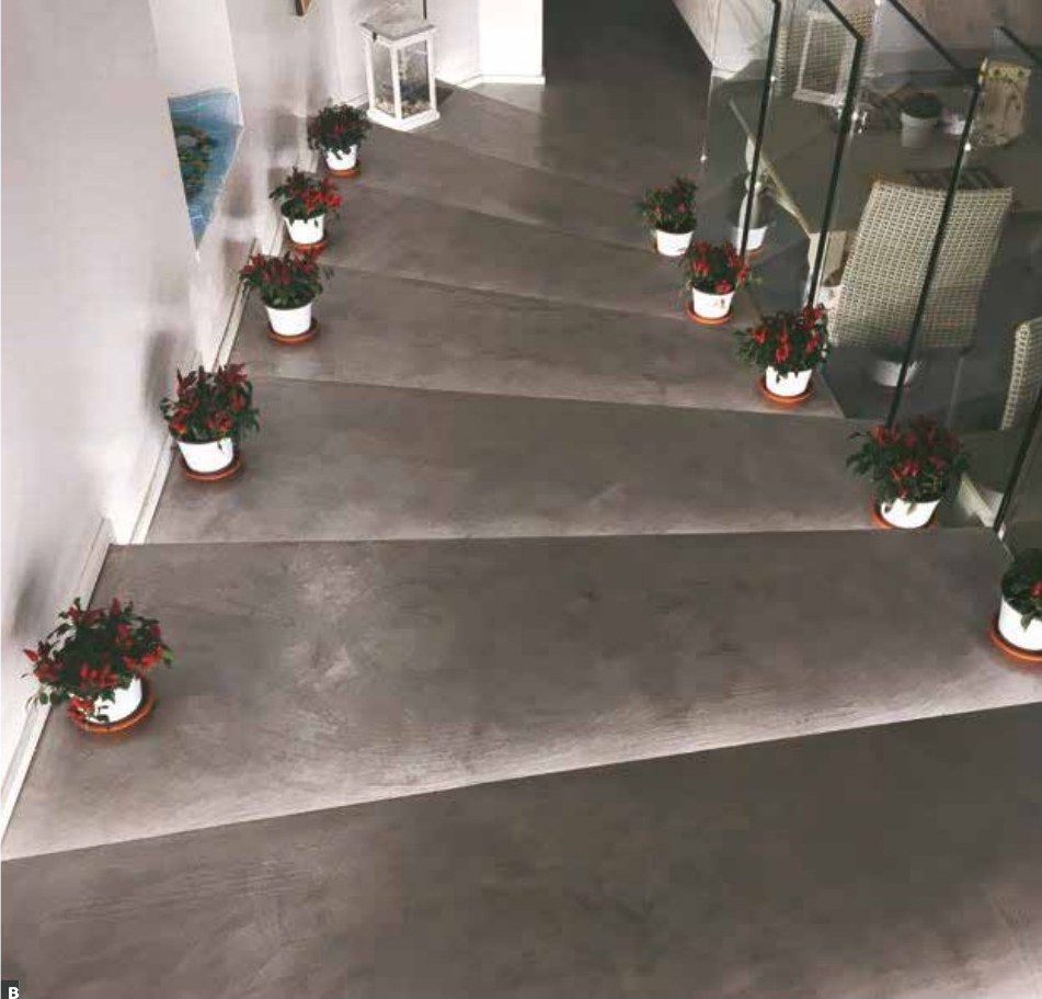 Designboden in Betonoptik, Treppen
